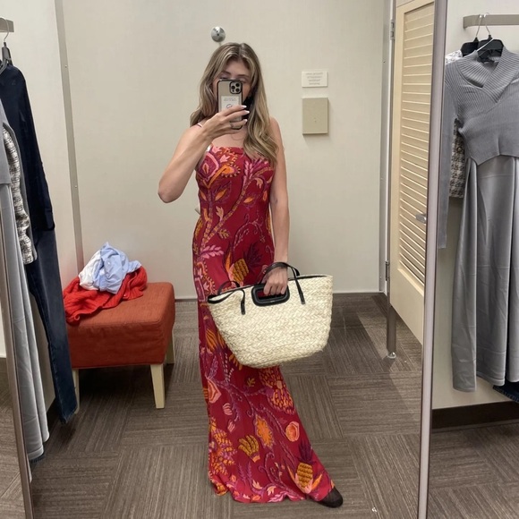 FARM RIO Sunset Tapestry Satin Maxi Dress M - Picture 2 of 8